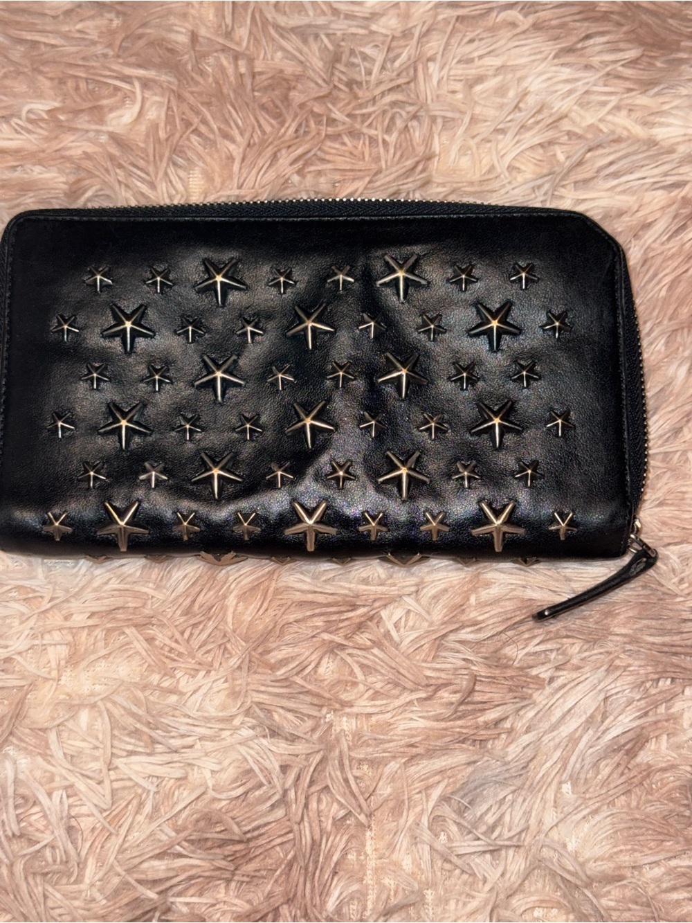 Jimmy Choo Filipa Black Leather Star-Studded Zip Wallet